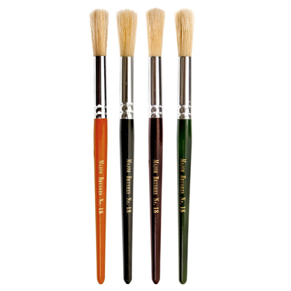 Pinceaux ronds courts en poils de sanglier (lot/4)