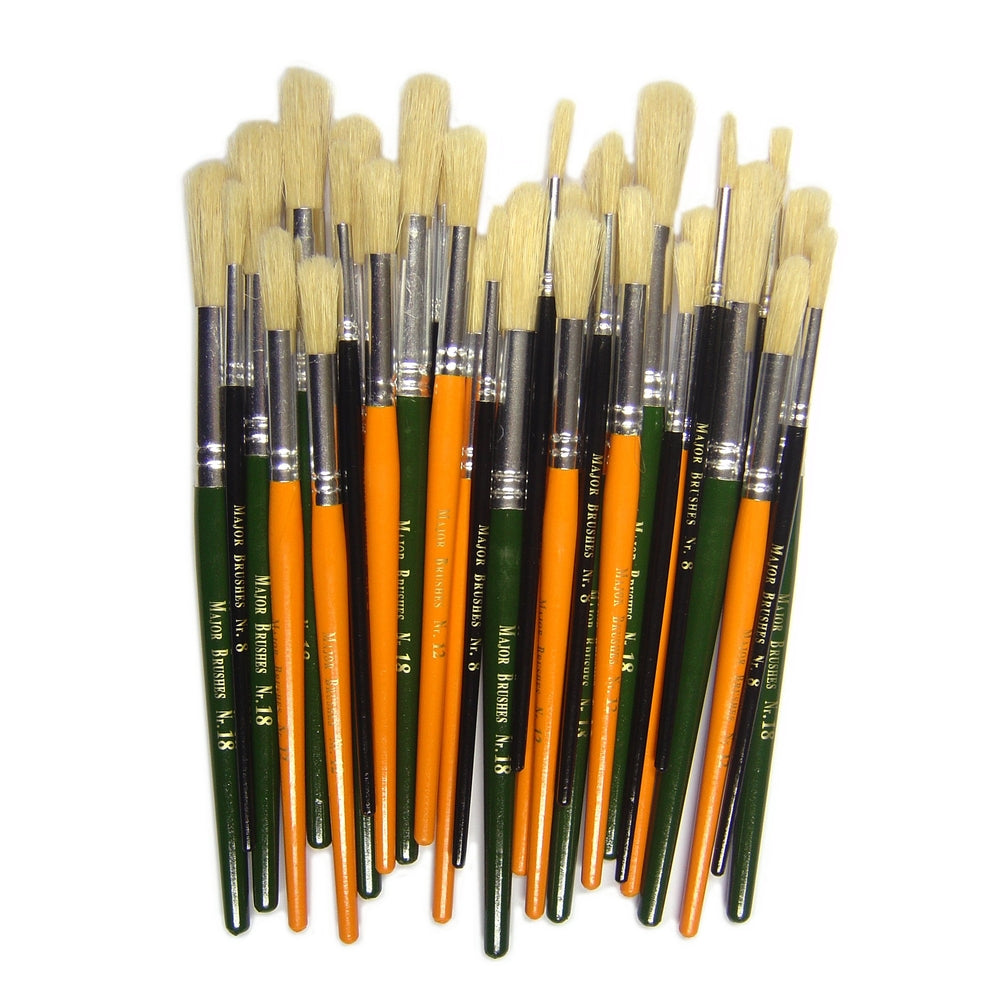 Pinceaux ronds courts poils de soie de porc (lot/30)