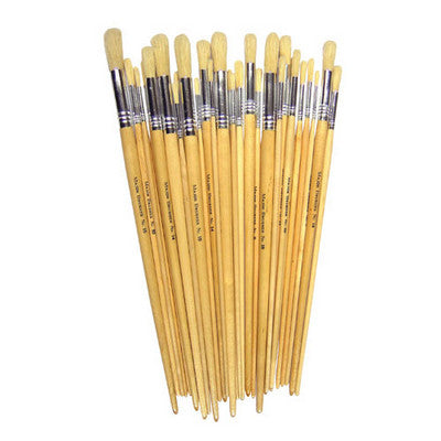 Pinceaux ronds poils de soie de porc - manche couleur bois (lot/200)