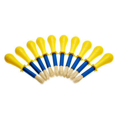 Pinceaux jumbo non roulants poils naturels - jaunes/bleus (lot/10)