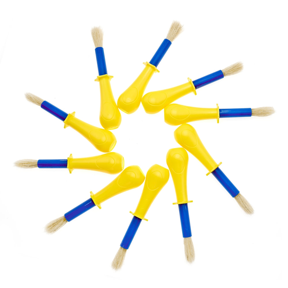 Pinceaux jumbo non roulants poils naturels - jaunes/bleus (lot/10)