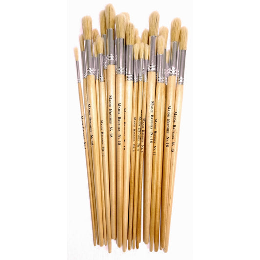 Pinceaux ronds poils de soie de porc (lot/30)