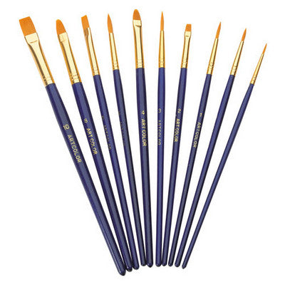 Pinceaux synthétiques pour aquarelle (lot/10) - bleu