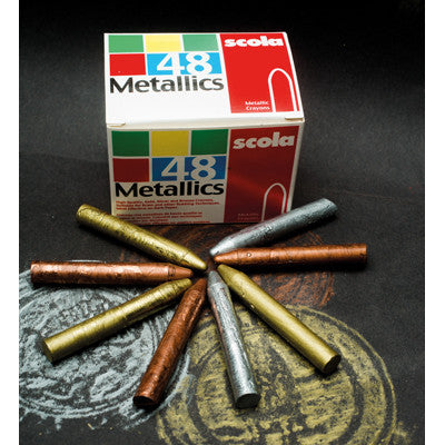 Crayons gras métalliques Scola (lot/48) - coloris assortis