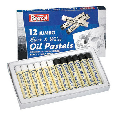 Pastels à l'huile géants - noir/blanc (lot/12)