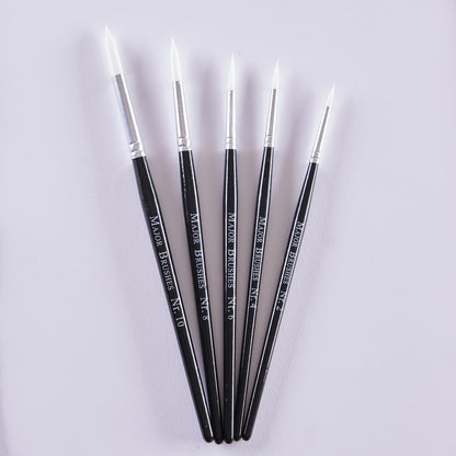 Pinceaux en poils synthétiques manche noir (lot/5) - assortiment de tailles