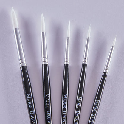 Pinceaux en poils synthétiques manche noir (lot/5) - assortiment de tailles