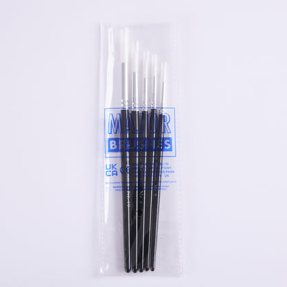 Pinceaux en poils synthétiques manche noir (lot/5) - assortiment de tailles