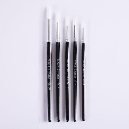 Pinceaux en poils synthétiques manche noir (lot/5) - assortiment de tailles