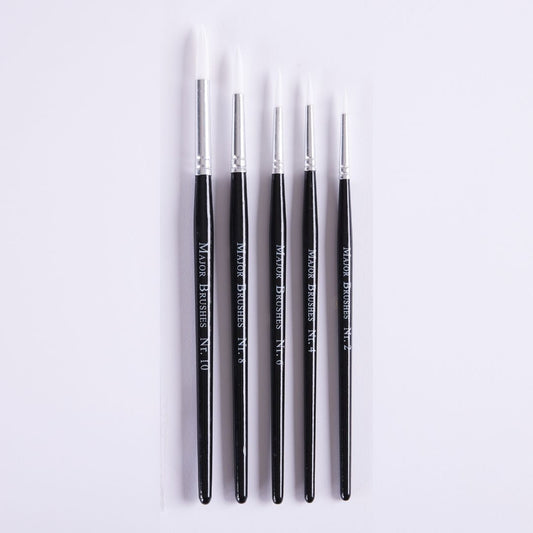 Pinceaux en poils synthétiques manche noir (lot/5) - assortiment de tailles
