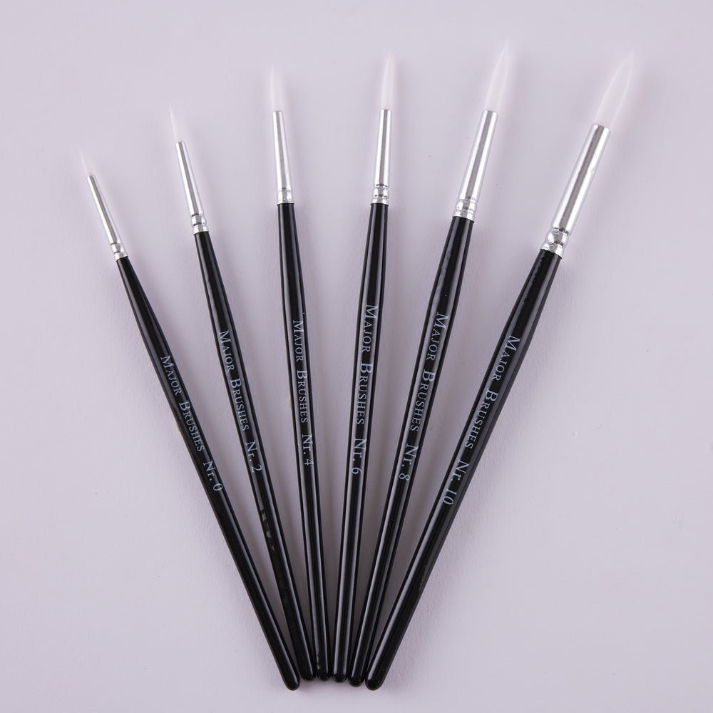 Pinceaux en poils synthétiques manche noir (lot/50) - assortiment de tailles