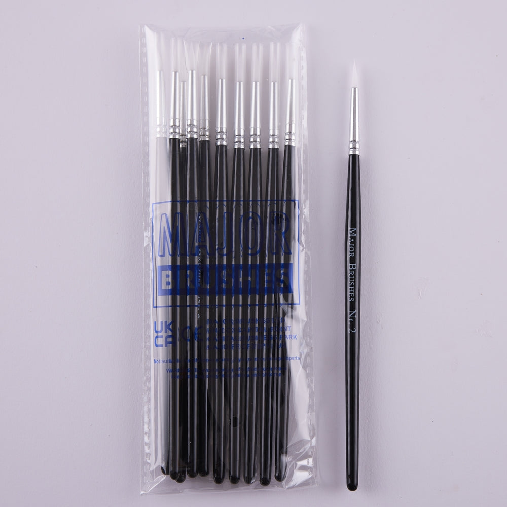 Pinceaux en poils synthétiques manche noir (lot/50) - assortiment de tailles