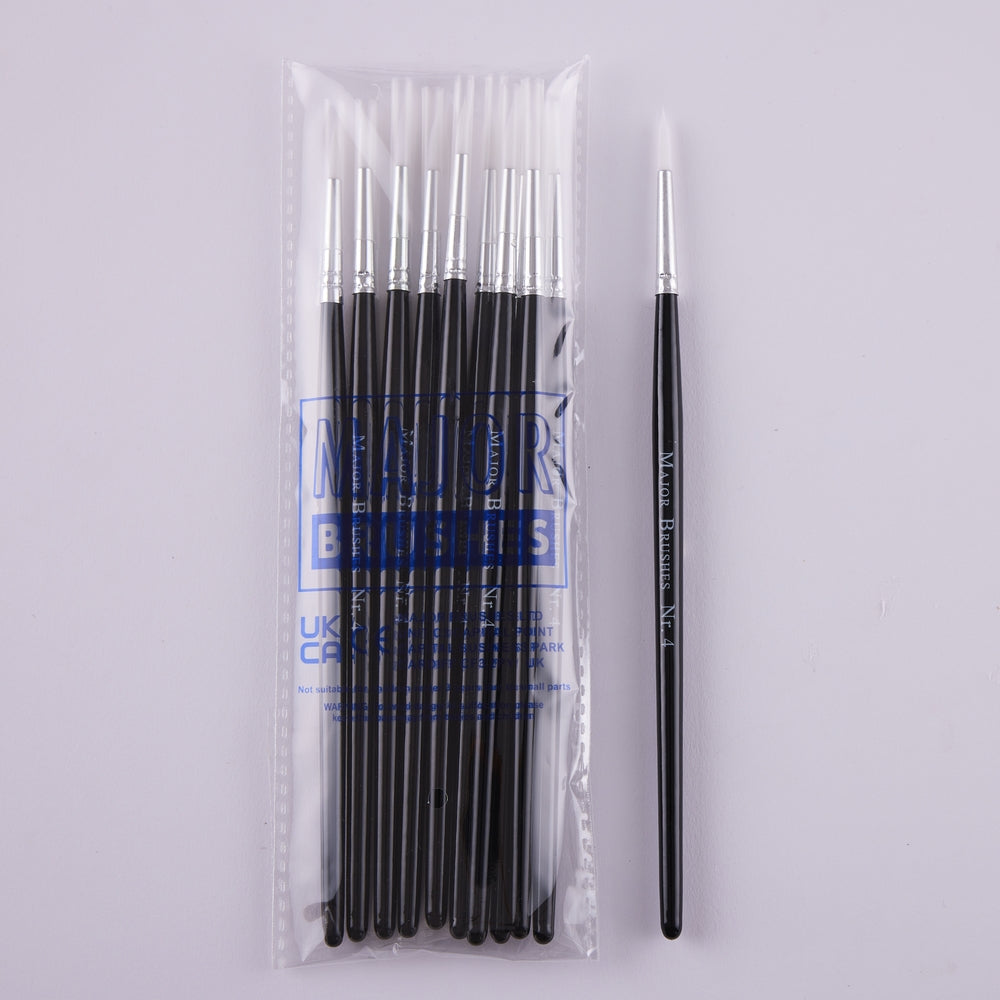 Pinceaux en poils synthétiques manche noir (lot/50) - assortiment de tailles