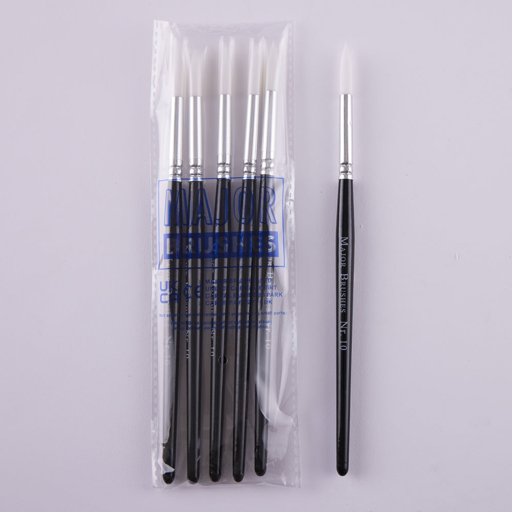 Pinceaux en poils synthétiques manche noir (lot/50) - assortiment de tailles