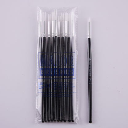 Pinceaux en poils synthétiques manche noir (lot/50) - assortiment de tailles