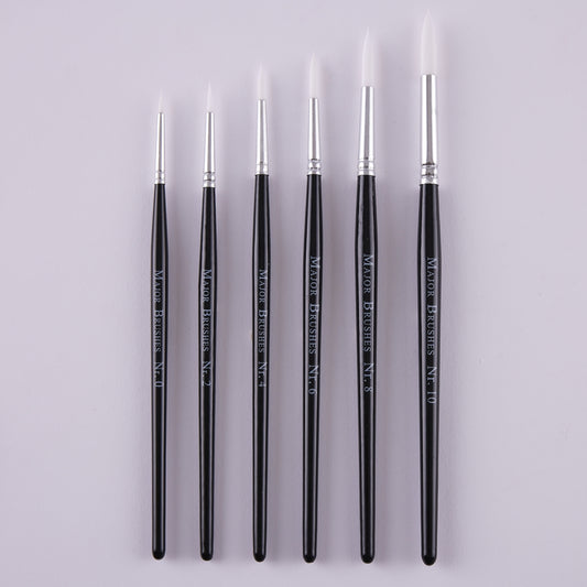 Pinceaux en poils synthétiques manche noir (lot/50) - assortiment de tailles