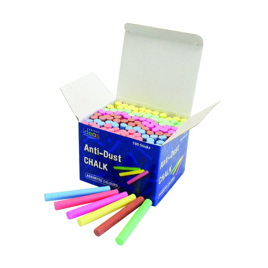 Craies scolaires anti-poussière boîte de 100 - couleurs