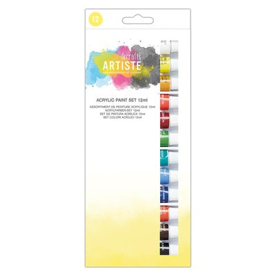 Assortiment de 12 peintures acryliques pour beaux-arts