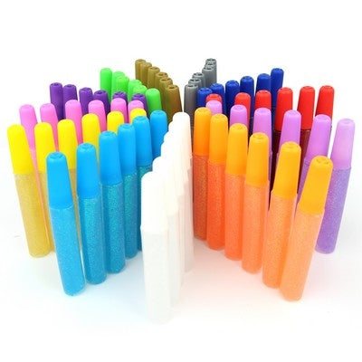 Tubes de colle pailletée Texet - couleurs assorties 10 ml (lot/72)