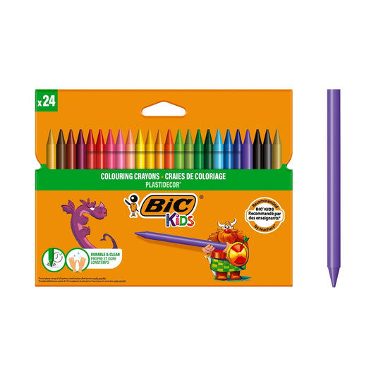 Crayons gras BIC Plastidecor (lot/24) - couleurs assorties