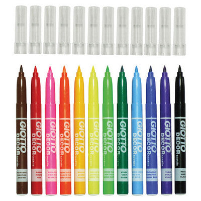 Marqueurs pour tissus Giotto, couleurs assorties (lot/12)