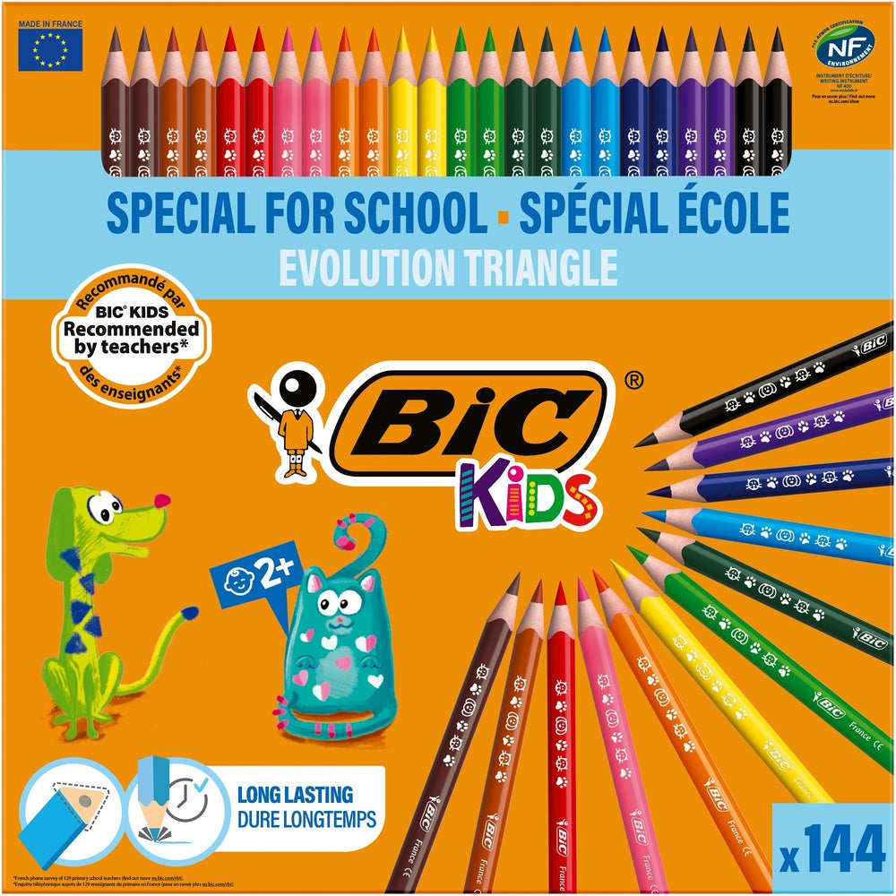 Crayons de couleur triangulaires BIC Kids Jumbo (lot/144)