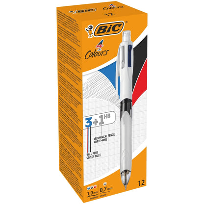 Stylos à bille 4 couleurs BIC avec crayon HB (lot/12)