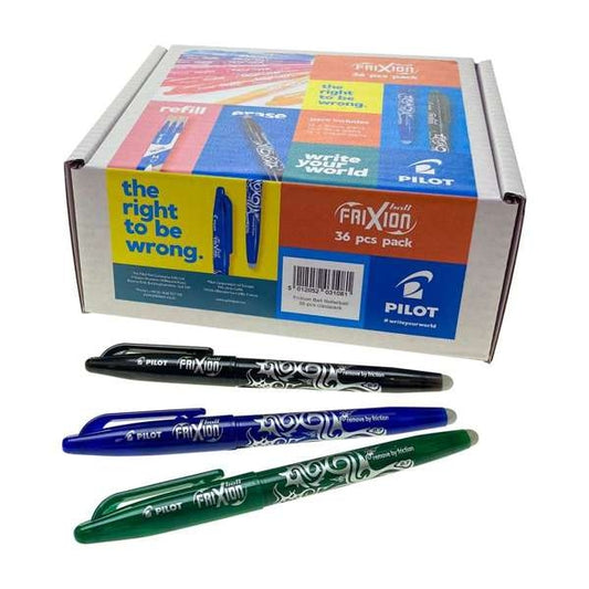 Stylos bille Pilot Frixion (lot/36) - couleurs assorties