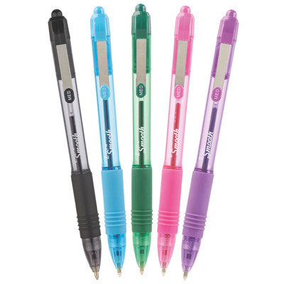 Stylos bille rétractables Zebra Z-Grip Smooth (lot/5) - couleurs assorties