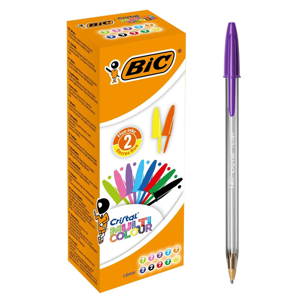 Stylos bille BIC Cristal Original et Fun Colour (lot/20) - couleurs assorties