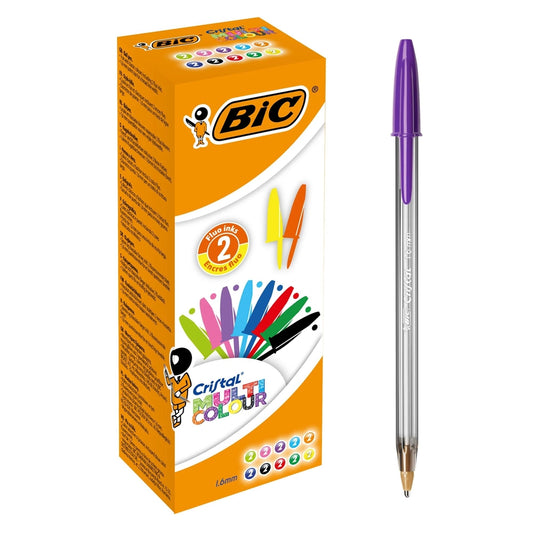 Stylos bille BIC Cristal Original et Fun Colour (lot/20) - couleurs assorties