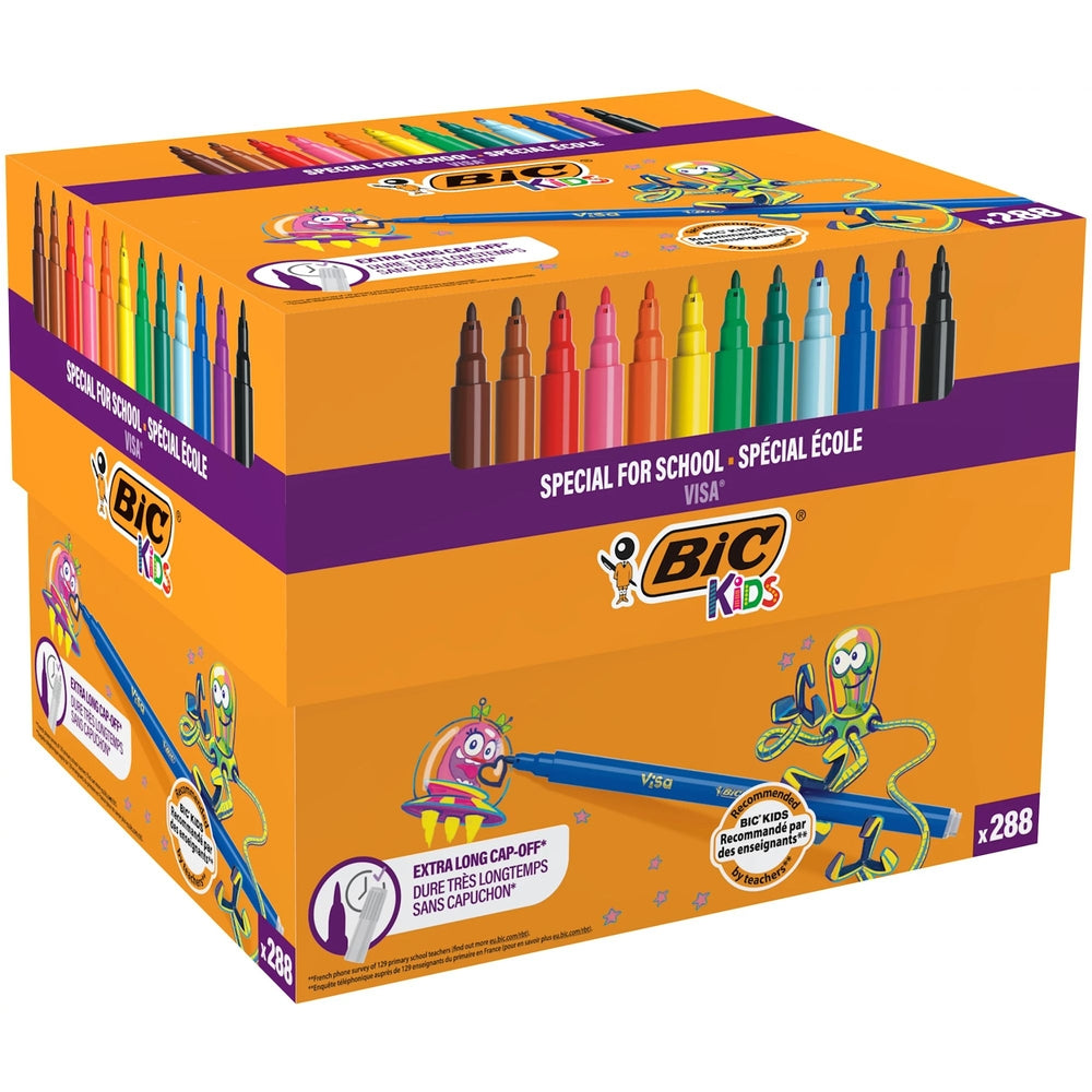 Feutres fins BIC Visa couleurs assorties (lot/288)