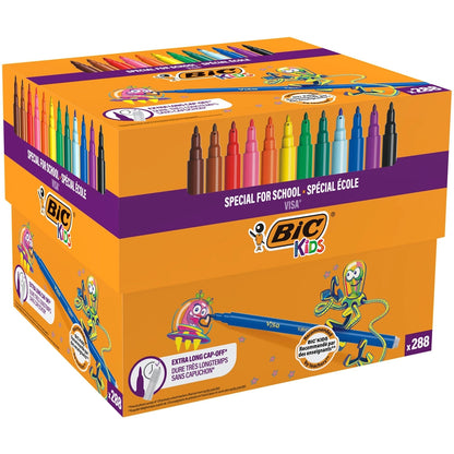 Feutres fins BIC Visa couleurs assorties (lot/288)