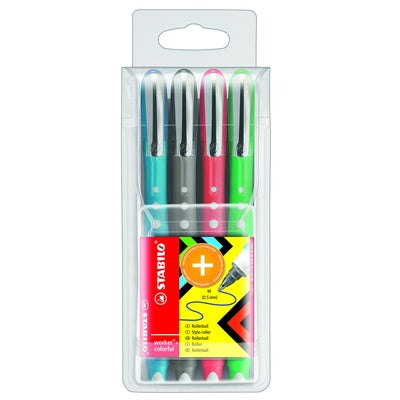 Stylos bille STABILO worker+(lot/4) - assortiment de couleurs