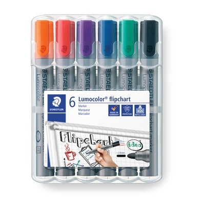 Marqueurs permanents Staedtler Lumocolour (lot/6) - couleurs assorties