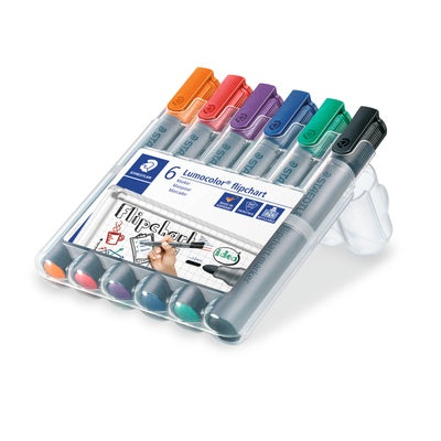 Marqueurs permanents Staedtler Lumocolour (lot/6) - couleurs assorties