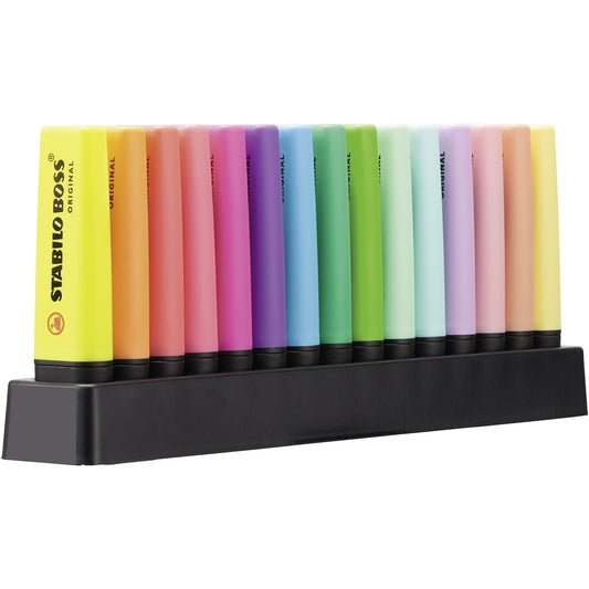 Surligneurs STABILO BOSS ORIGINAL (lot/15) - couleurs néon et pastel