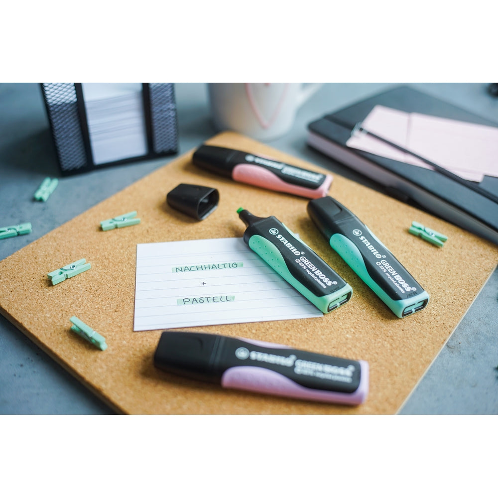 Surligneurs STABILO GREEN BOSS (lot/8) - coloris assortis pastel et fluo