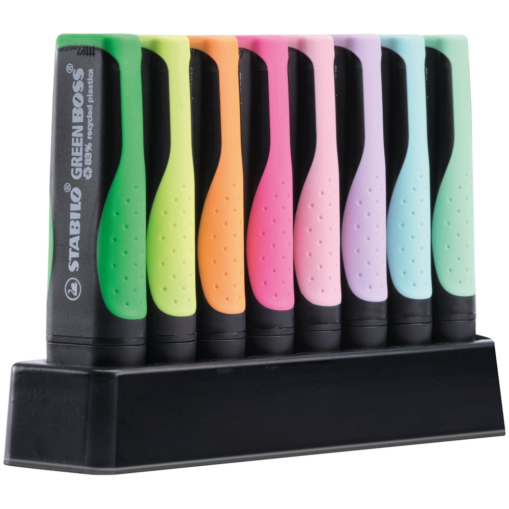 Surligneurs STABILO GREEN BOSS (lot/8) - coloris assortis pastel et fluo
