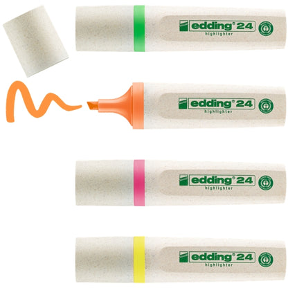 Surligneurs Edding 24 Ecoline (lot/4) - couleurs fluo assorties