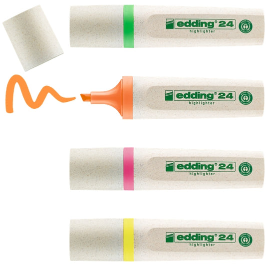 Surligneurs Edding 24 Ecoline (lot/4) - couleurs fluo assorties