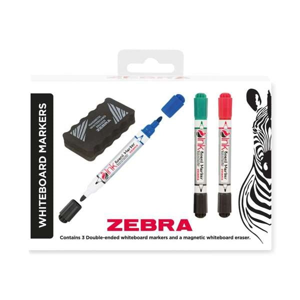 Marqueurs effaçables à sec double pointe Zebra (lot/5)