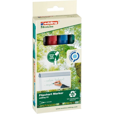 Marqueurs permanents Edding Ecoline 31 (lot/4) - couleurs assorties