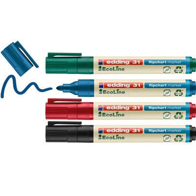 Marqueurs permanents Edding Ecoline 31 (lot/4) - couleurs assorties