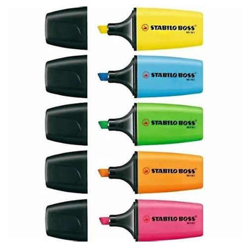 Surligneurs STABILO BOSS Mini (lot/5) - couleurs néon assorties
