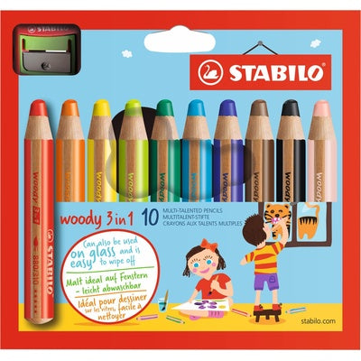 Lot de 10 Crayons de couleur STABILO Woody avec taille-crayon