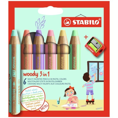 Crayons de couleur pastel STABILO Woody (lot/6)