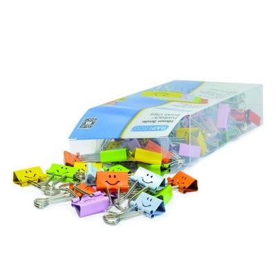Pinces double clip colorées Smiles 19 mm - boîte de 80
