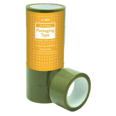 Ruban adhésif d'emballage KCS Buff 48 mm x 6 m (lot/6)