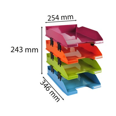 Ensemble de corbeilles à courrier A4+ - Couleurs vives assorties